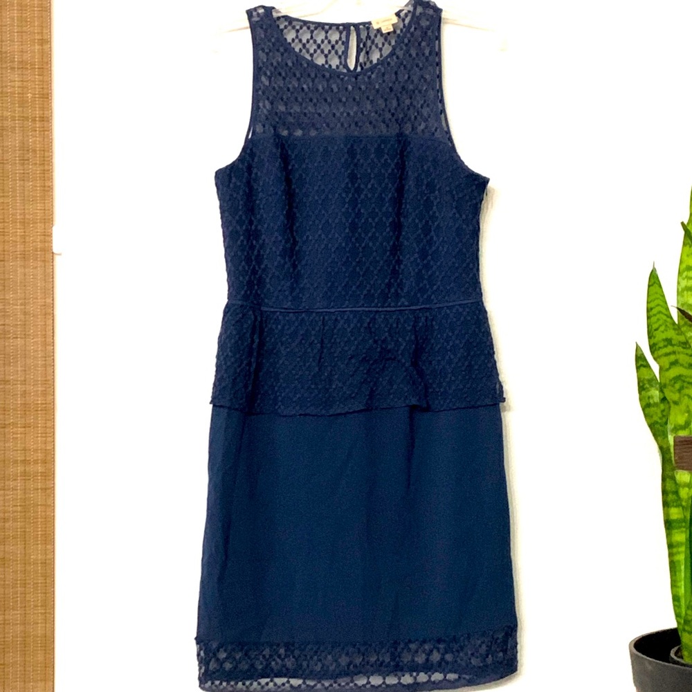 Cremieux Navy Lace Peplum Dress